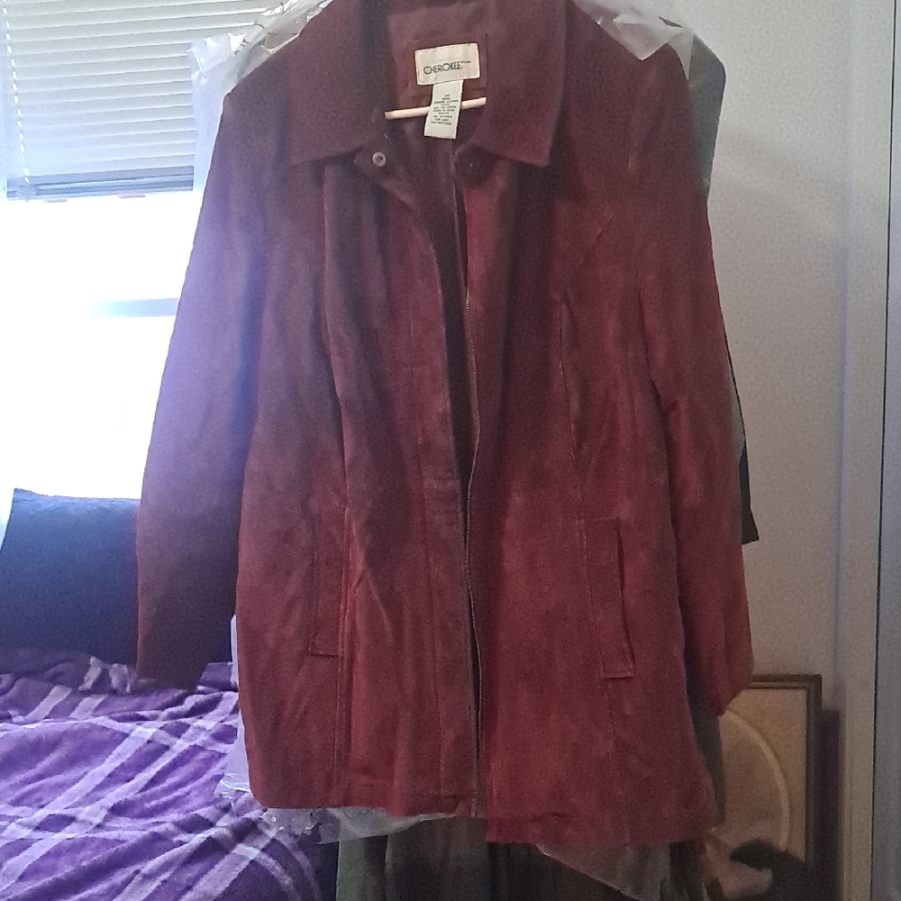 Womens Cherokee Deep Leather Burgundy Coat.